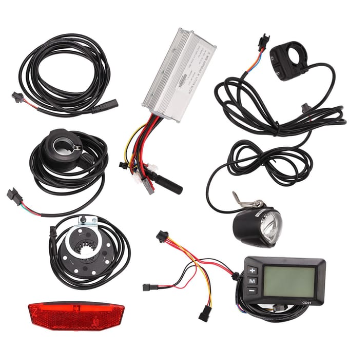 Elektrische Fiets Controller Conversie Kit 25A Controller GD01 LCD Paneel Koplamp Achterlicht Kit voor black