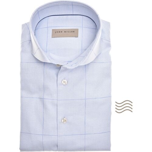 John Miller Overhemd Windowpane Shirt Licht Blauw / male