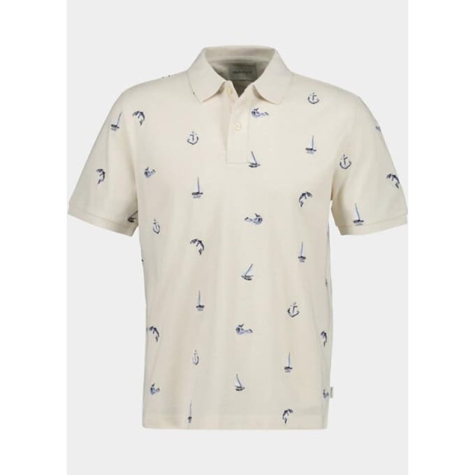 Gant Polo Embroidered Short Sleeve Creamed White / male