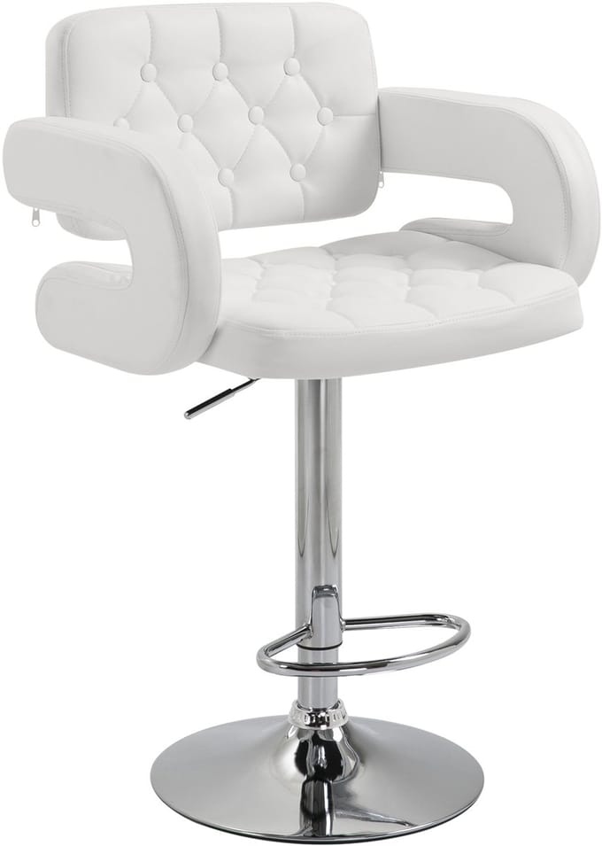 HOMCOM barkruk - synthetische coating - 61x50x114cm - wit
