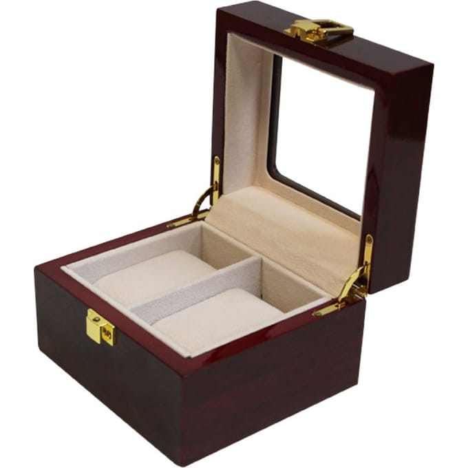 Luxe klassieke houten horlogebox voor 2 horloges | Rood