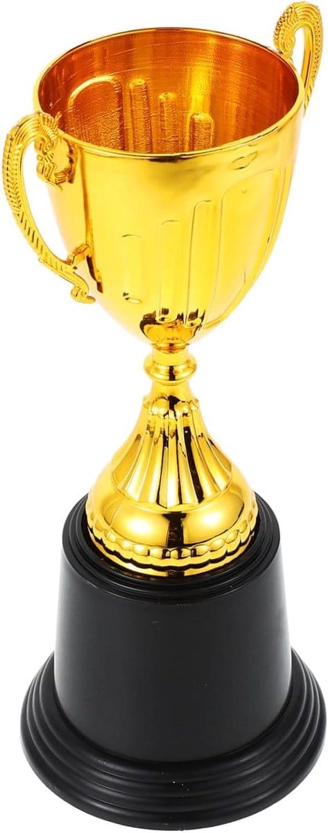 Gouden Trofee - Prijs Beker - Competitie Beloning - Plastic Materiaal - 21.5 cm Hoogte - Goud