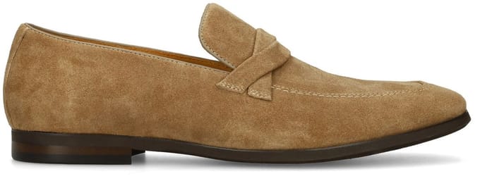 Manfield - Heren - Taupe suède loafers - Maat 44