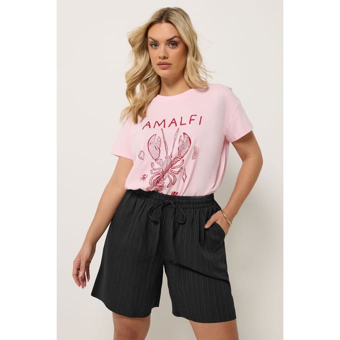 Yours Zwarte Getextureerde Geweven Shorts Size 62-64