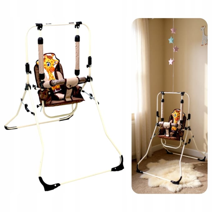 Stabiele en opvouwbare babyschommelstoel - Giraffe - Beige