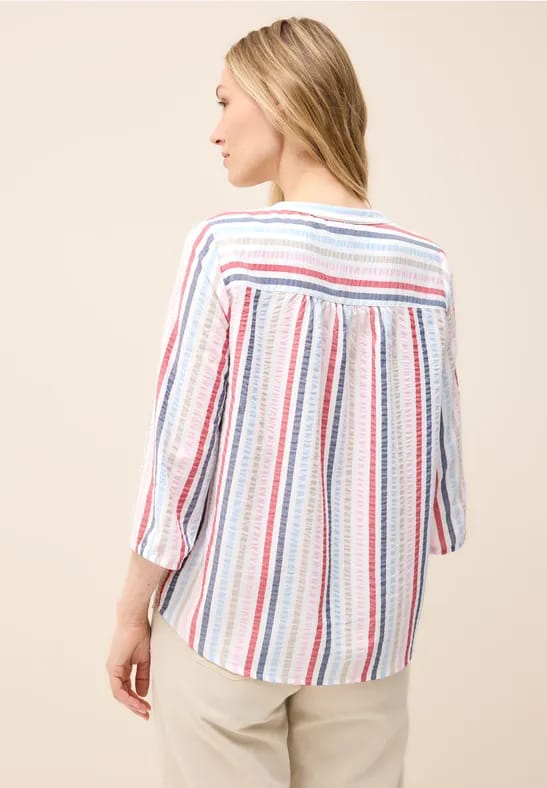 Gestreepte blouse met gespleten hals