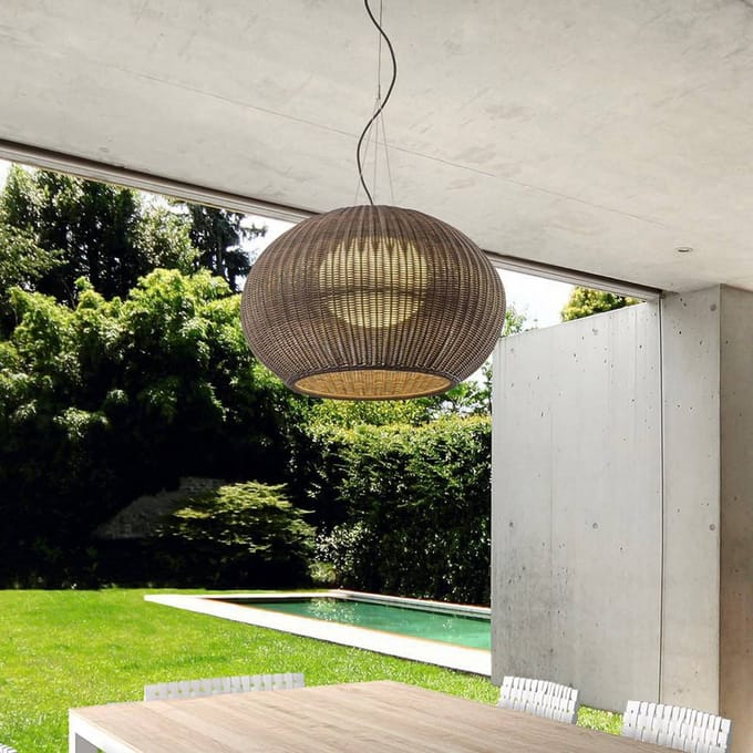 Bover LED buiten hanglamp Garota, grafietbruin/bruin Ø 72 cm