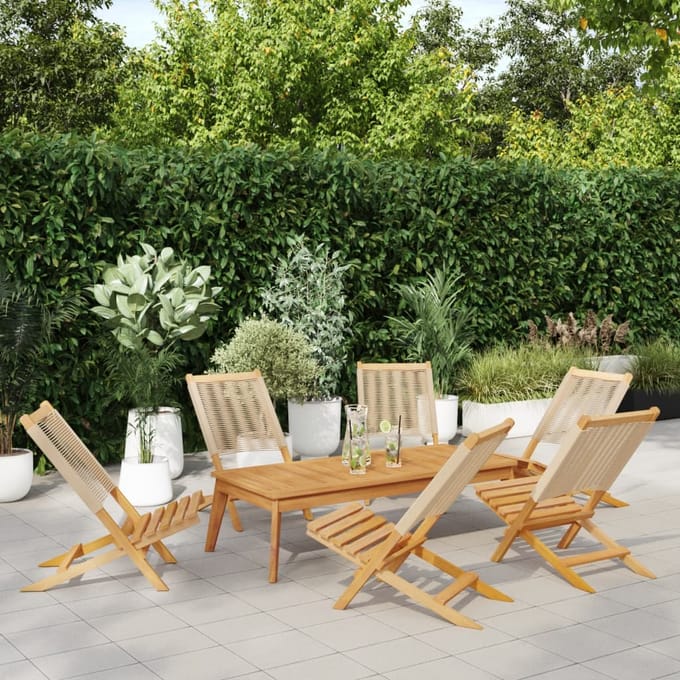vidaXL - Klapstoelen - 6 - stuks - Beige - Massief - Acaciahout