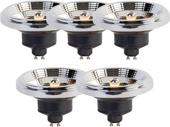 LUEDD Set van 5 GU10 3-staps dim to warm LED lamp AR111 11W 620 lm 2000-3000K