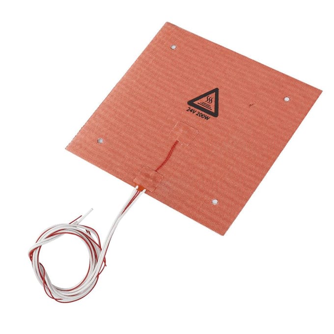 200W 24V 235*235mm Hoge Temperatuur Bestendigheid Siliconen Verwarmd Bed Verwarmingskussen voor 3D Printer brown