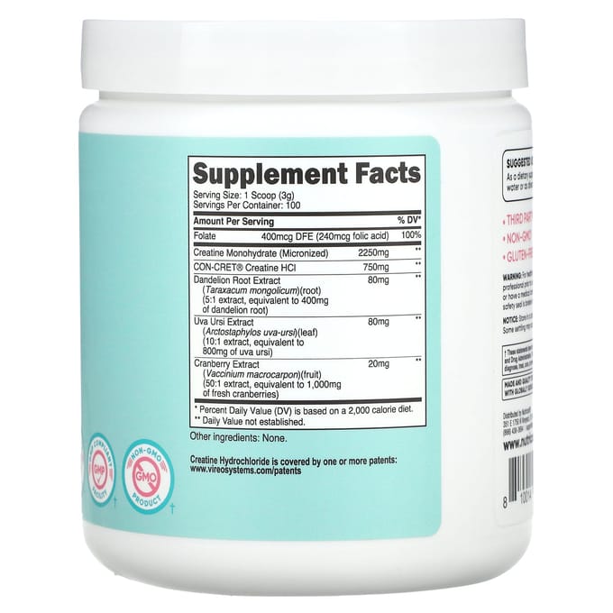 Nutricost, Femmes, Créatine, Non aromatisée, 11,2 oz (318 g)