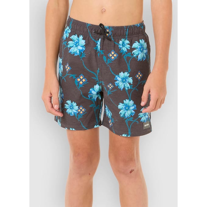 Rip Curl Surf Revival Floral Volley Kids Boardshorts zwart