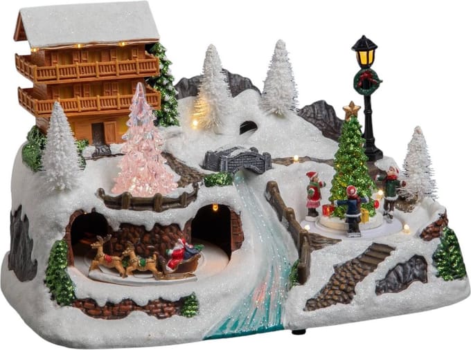 Fééric Lights and Christmas - Verlicht kerstdorp "De kerstchalet in het bos" met animatie