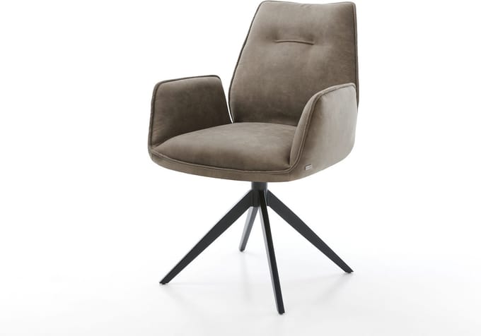 Gestoffeerde-stoel Zoa-Flex kruisframe breed zwart microvelours taupe vintage pocketveer kern