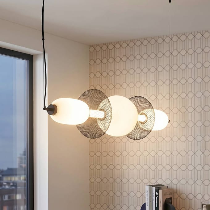 Milagro Lighting LED hanglamp Arame, zwart/wit, glas, lengte 93,5 cm