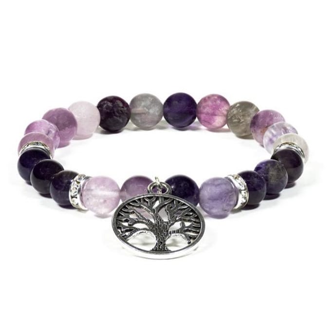 Armband fluoriet amethist met boom des levens