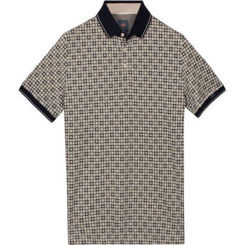 Baileys Polo Two-Tone Piqué Rotated Squares Fantasy Pattern Stone Grey / male