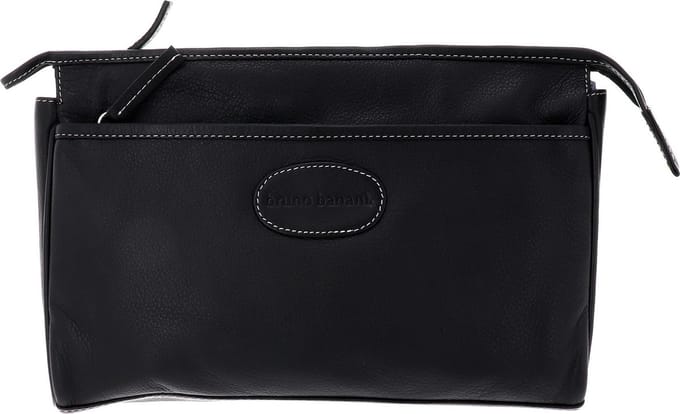 bruno banani Leren Toilettas Washbag Black Zwart