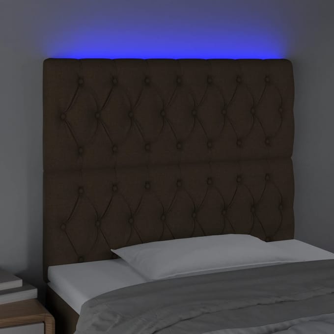 vidaXL - Hoofdbord - LED - 90x7x118/128 - cm - stof - donkerbruin