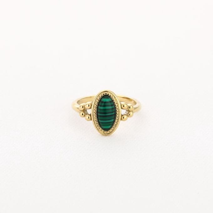 Bijoutheek Ring (Sieraad) Tribal Dots Malachite