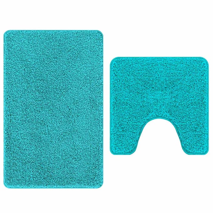 vidaXL - Antislip - Badmat - Set - 2 - st - Turquoise - 50 - x - 50 - cm - PP