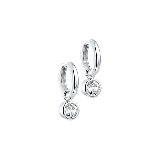 Zilver Gerhodineerde klapoorring zirkonia