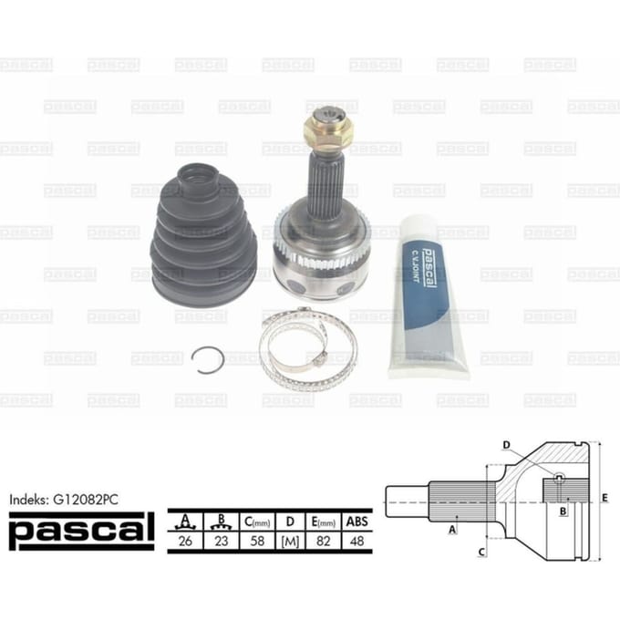 Homokineet reparatie set, aandrijfas PASCAL G12082PC
