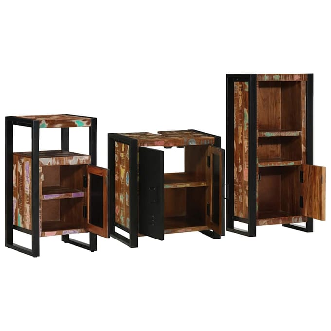 vidaXL Badkamermeubel Set met lade 3 pcs Massief Gerecycleerd Hout