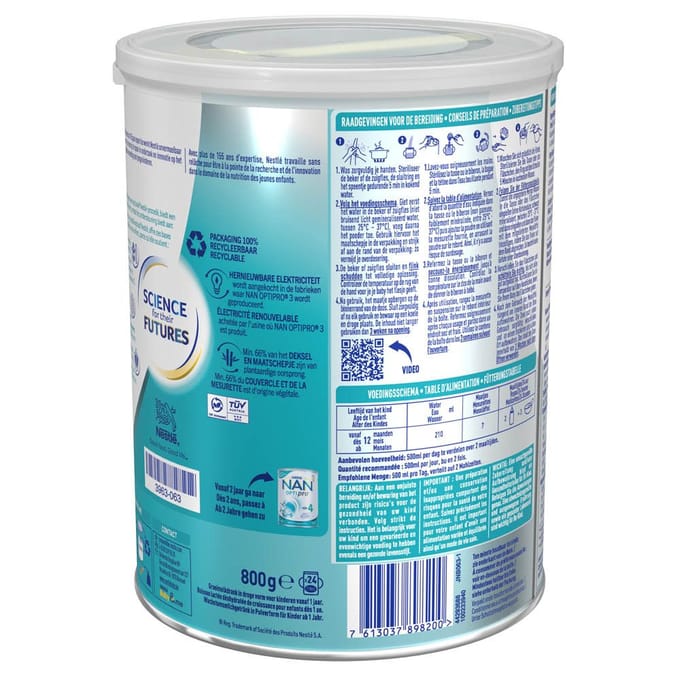 Nestlé NAN OptiPro 3 Babyvoeding - Melkpoeder 800g - Groeimelk Vanaf 1 Jaar