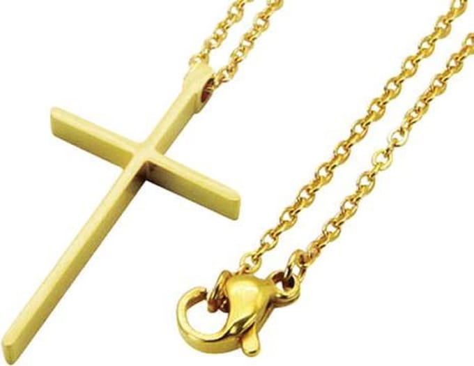 Amanto Ketting Dany G - 316L Staal PVD - Kruis - 30x17mm - 49cm
