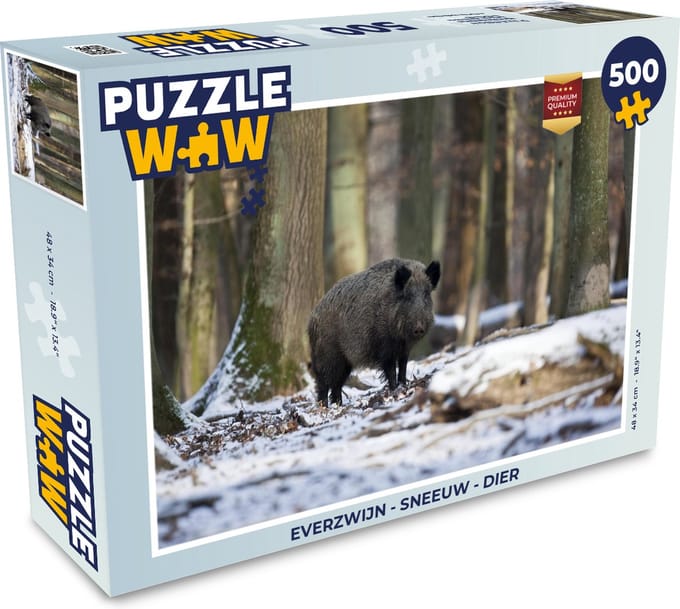 Puzzel Everzwijn - Sneeuw - Dier - Legpuzzel - Puzzel 500 stukjes