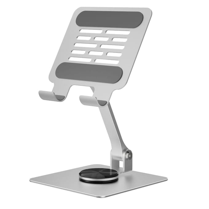 Support de tablette pliable en acier au carbone, support de bureau en alliage d'aluminium pour iPad avec argenté