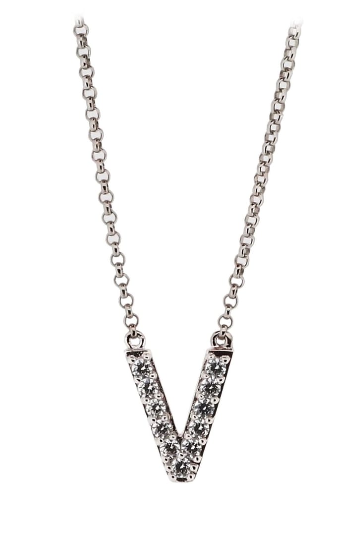 Orphelia Zilver Alphabet hanger met ketting 44 cm Zirconium