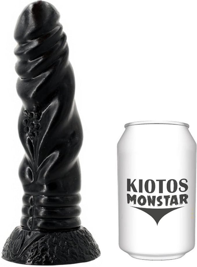 Kiotos Monstar - Hydra - Geribbelde Dildo - 21 x 4.8 cm - Zwart