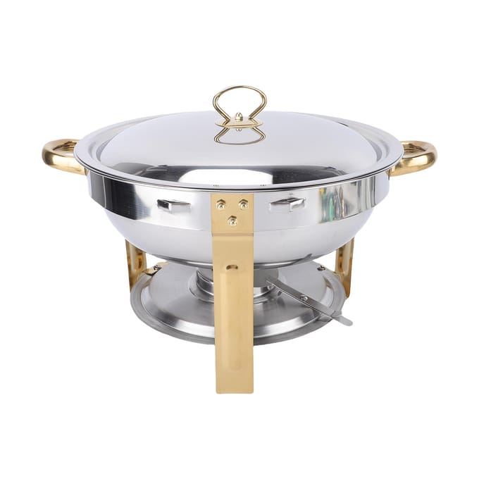 Buffet Bain-Marie 4,5L Goud Rond Roestvrij Staal Buffet Server Warmer voor Restaurant Hotel Feest Bruiloft L white