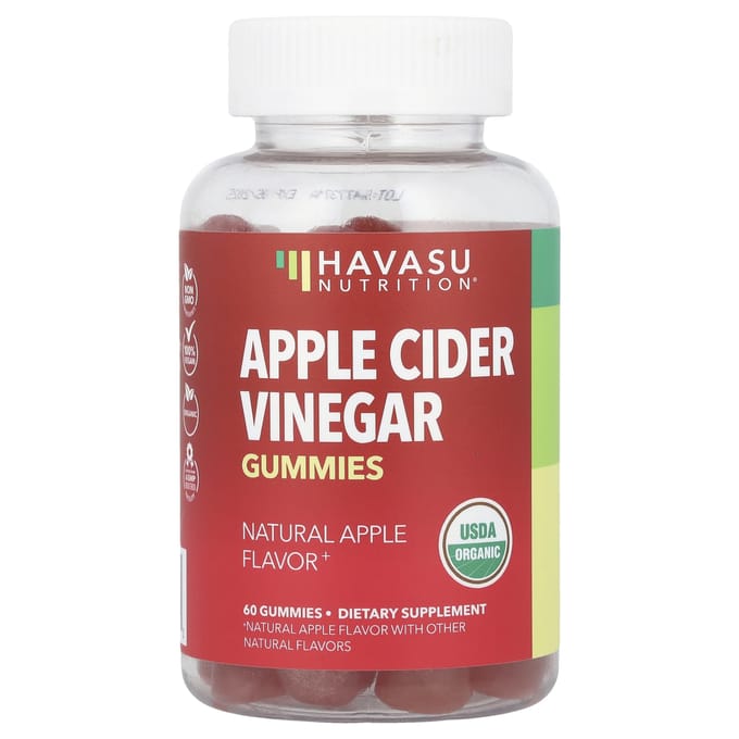 Appelciderazijn Gummies, Natuurlijke Appelsmaak, 60 Gummies