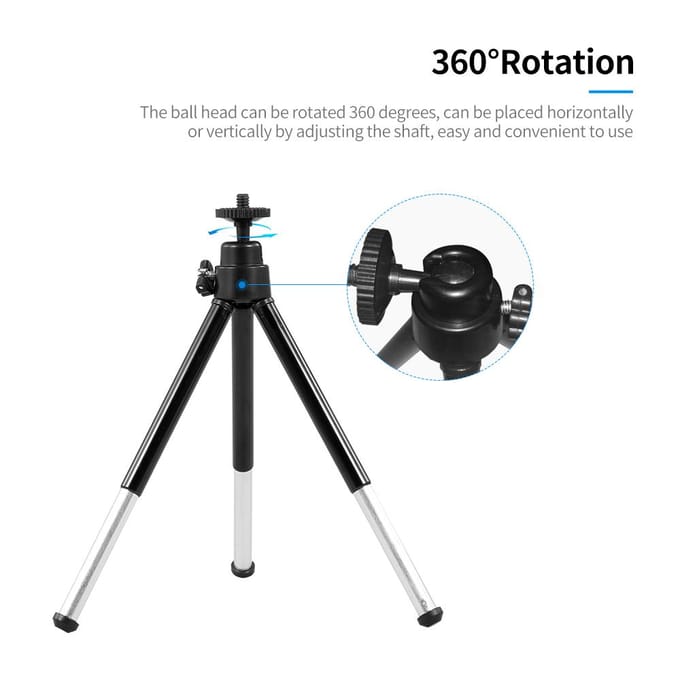 Draagbaar Webcam Statief Lichtgewicht Mini Webcam Statief voor Smartphone Webcam Desktop Statief Telefoon zwart