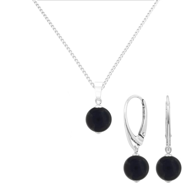 ARLIZI 2150 Sieraden set zwarte onyx hanger - sterling zilver