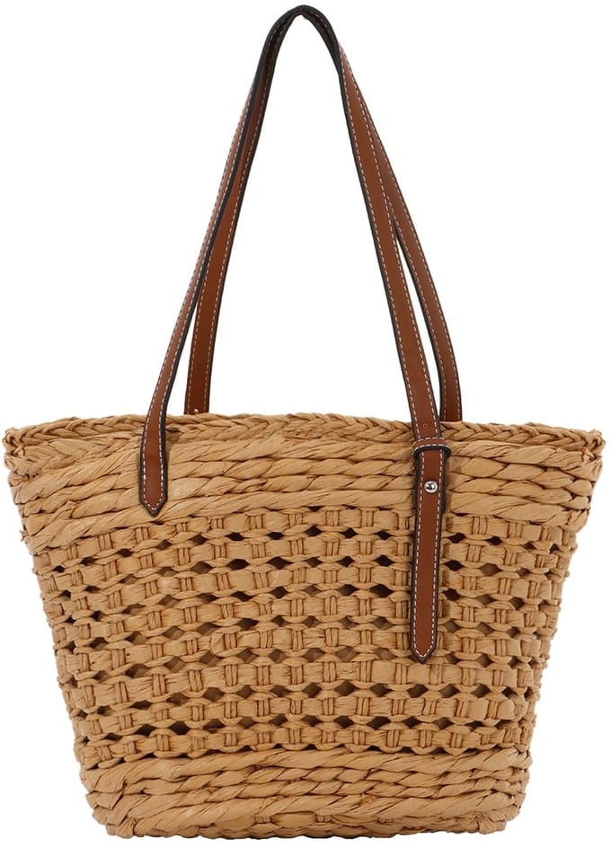 Dailygoods - Stro strand schoudertas, dames zomer handtas weven emmer mand tas