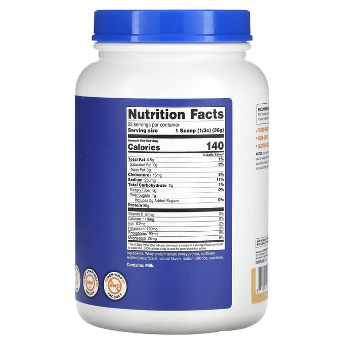Nutricost, isolat de protéine de lactosérum, pâte à gâteau, 2 lb (907 g)