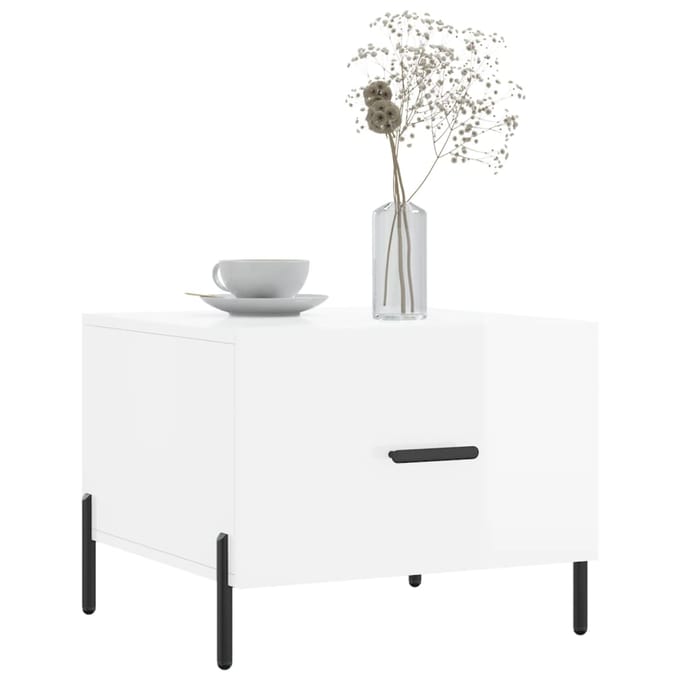 vidaXL - Salontafels - 2 - st - 50x50x40 - cm - bewerkt - hout - hoogglans - wit