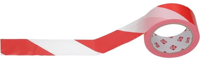 Gerimport Afzetlint - rood/wit - 45 mm x 100 meter - polyethyleen - markeerlint - afzettape