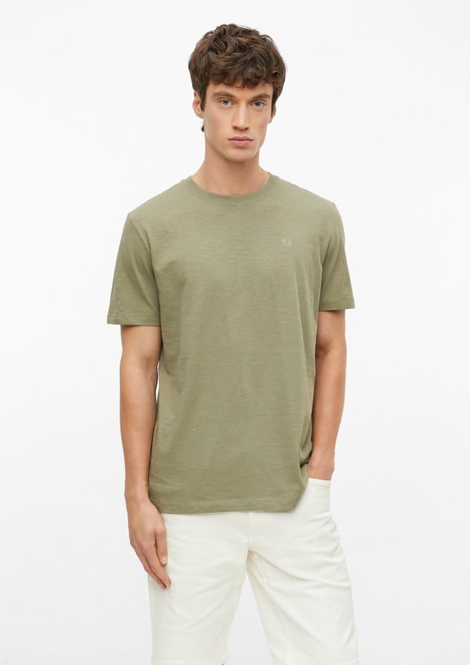 s.Oliver - male - T-shirt in vlamgarenstructuur met logodetail