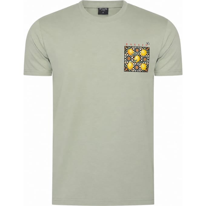 Heren Tee SS met Ballin Est. 2013 Orange Backprint Shirt Print - Groen - Maat M