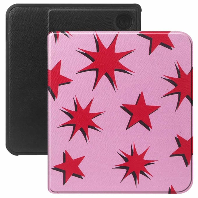 Selencia Vivid Bookcase voor de Kobo Libra Colour / Libra 2 - Stars Rubine Red Light Pink