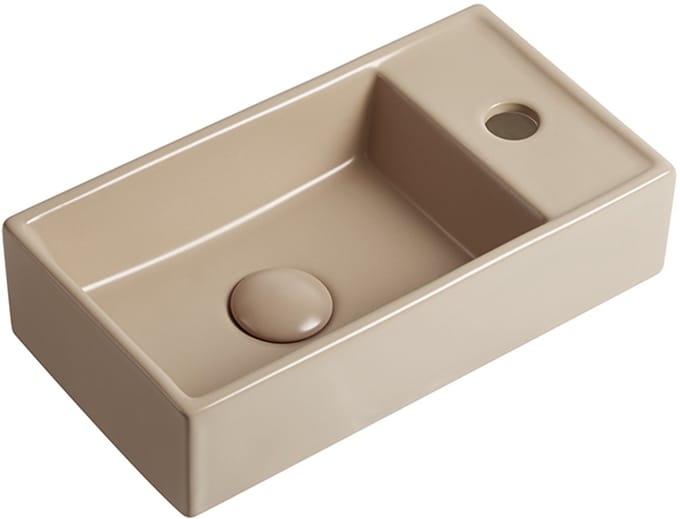 Fontein Ora 41x22x10cm mat beige inclusief afvoerplug rechts