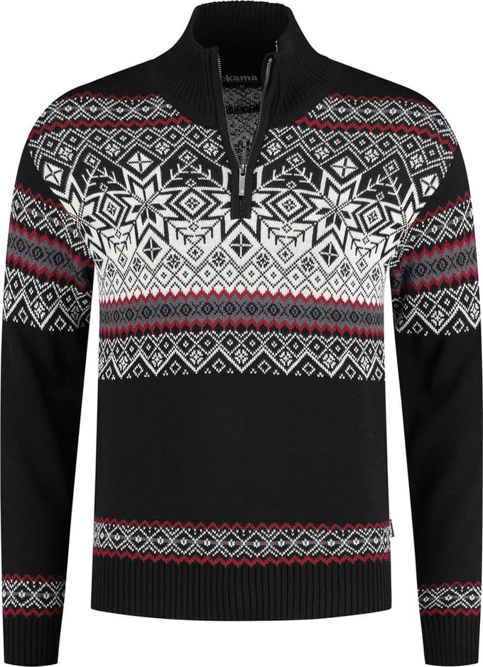 Kama Merino 4071 Half Rits Trui Zwart M