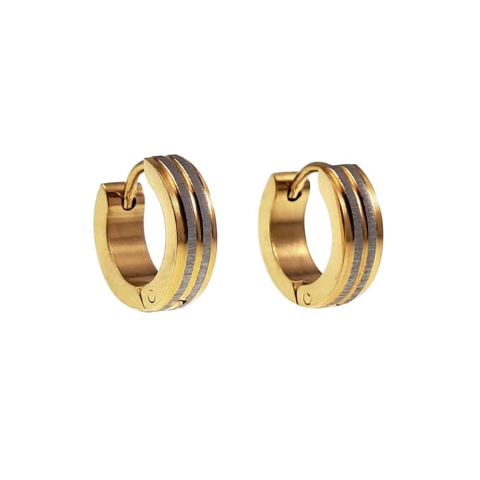 ∅13mm x 4mm Oorringen Unisex - Verguld RVS - Bicolor Oorbellen Dames - Heren