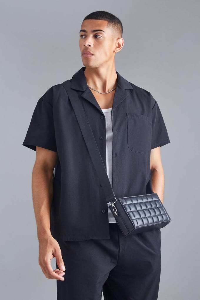Technical Stretch Boxy Shirt & Trouser Set | Black | Size Medium
