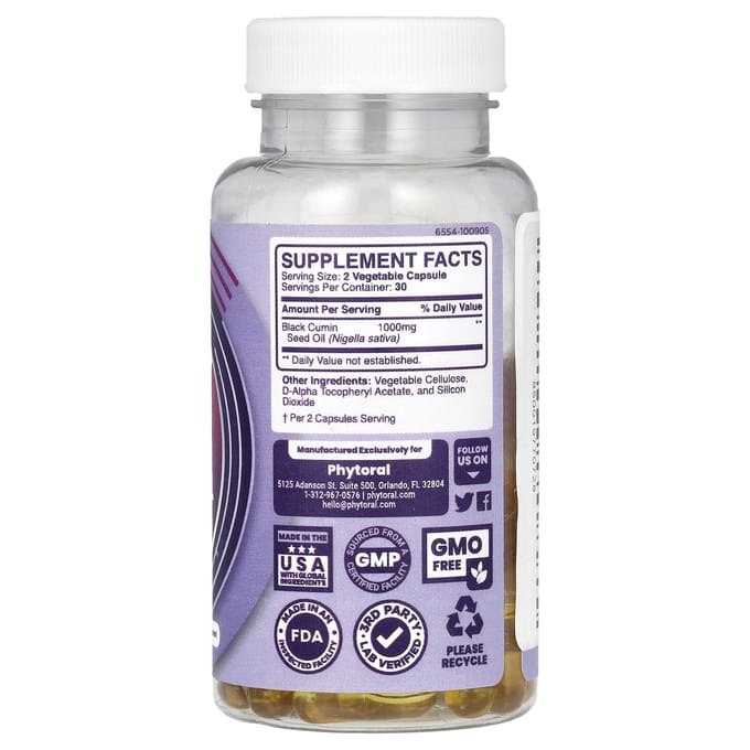 Zwarte komijnolie, plantaardige capsules 60 (500 mg per capsule)